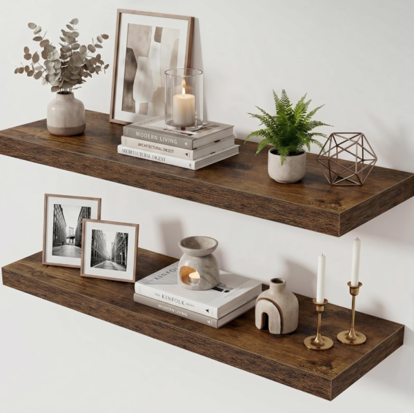 Rustic Brown Solid Wood Floating Shelf